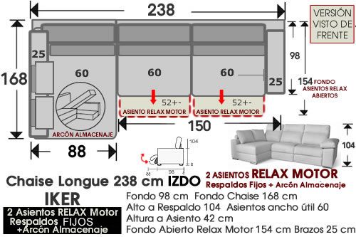 (361) ChaiseLongue 238cm IZDO RELAX+Arcón