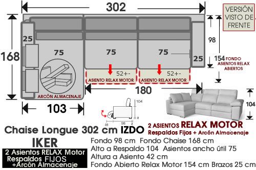 (361) ChaiseLongue 302cm IZDO RELAX+Arcón