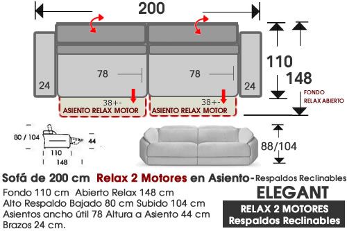 (363) Sofá 200cm Relax 2 Motores
