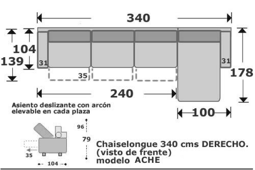 (101) ChaiseLongue 340cm Dcho