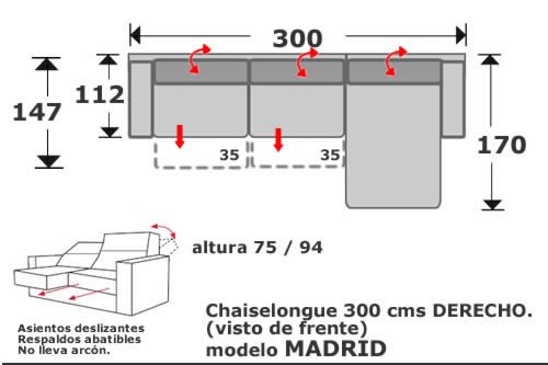 (136) ChaiseLongue 300cm Dcho
